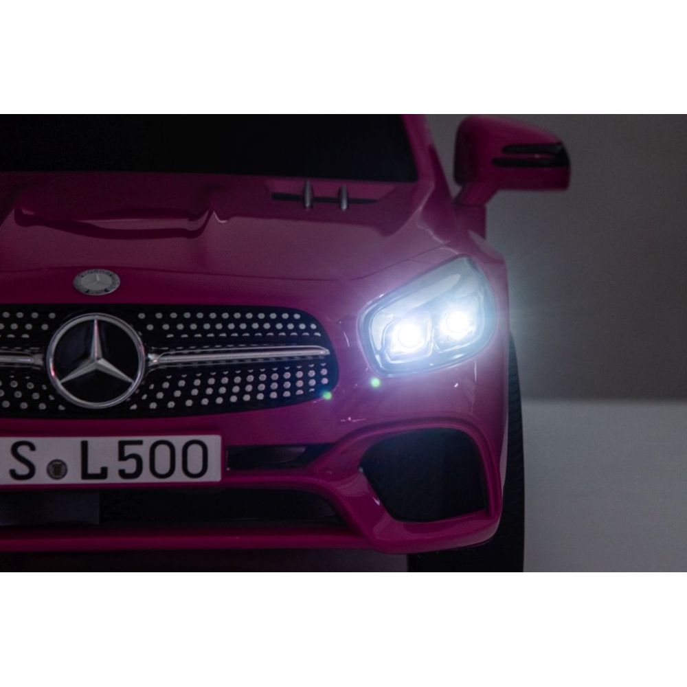Mercedes SL500 Auto na akumulator dla dzieci Koła EVA Skóra Różowy