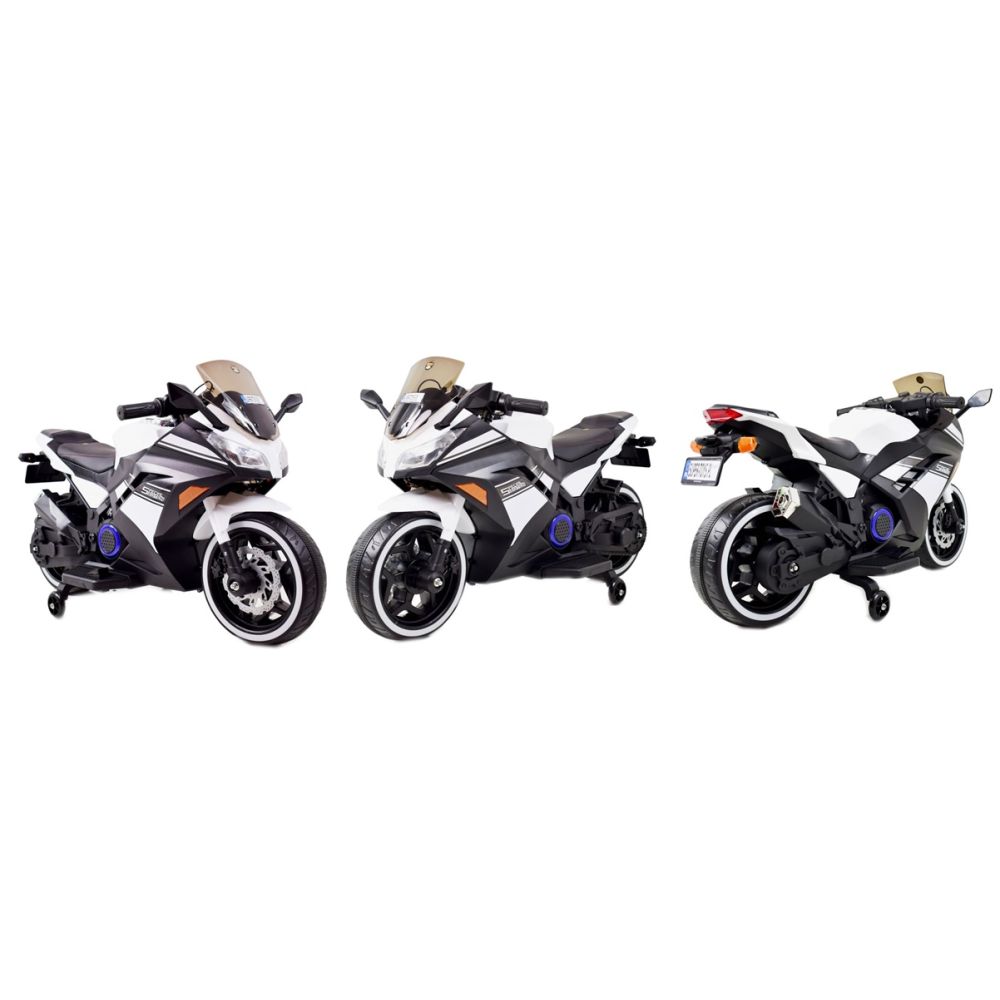 MEGA MOTOR LENKTYNIŲ MOTOCIKLAS STRONG 2 EXCLUSIVE, ŠVIESANČIOS RATAI, AKCELERATORIUS ANT RANKENĖLĖS, STABDYS/DLS07