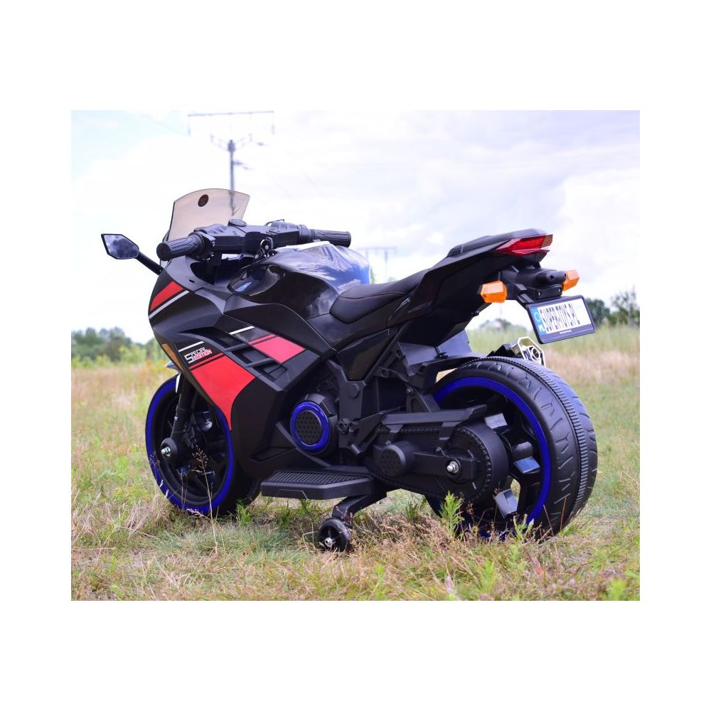 MEGA MOTOR STRONG 2 EXCLUSIVE lenktyninis motociklas, šviečiantys ratai, akceleratorius ant rankenos, stabdys/DLS07