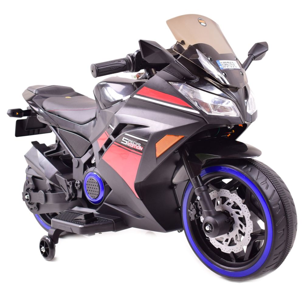 MEGA MOTOR STRONG 2 EXCLUSIVE lenktyninis motociklas, šviečiantys ratai, akceleratorius ant rankenos, stabdys/DLS07