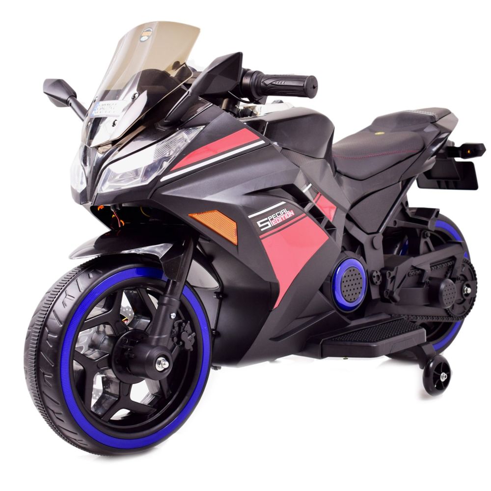 MEGA MOTOR STRONG 2 EXCLUSIVE lenktyninis motociklas, šviečiantys ratai, akceleratorius ant rankenos, stabdys/DLS07