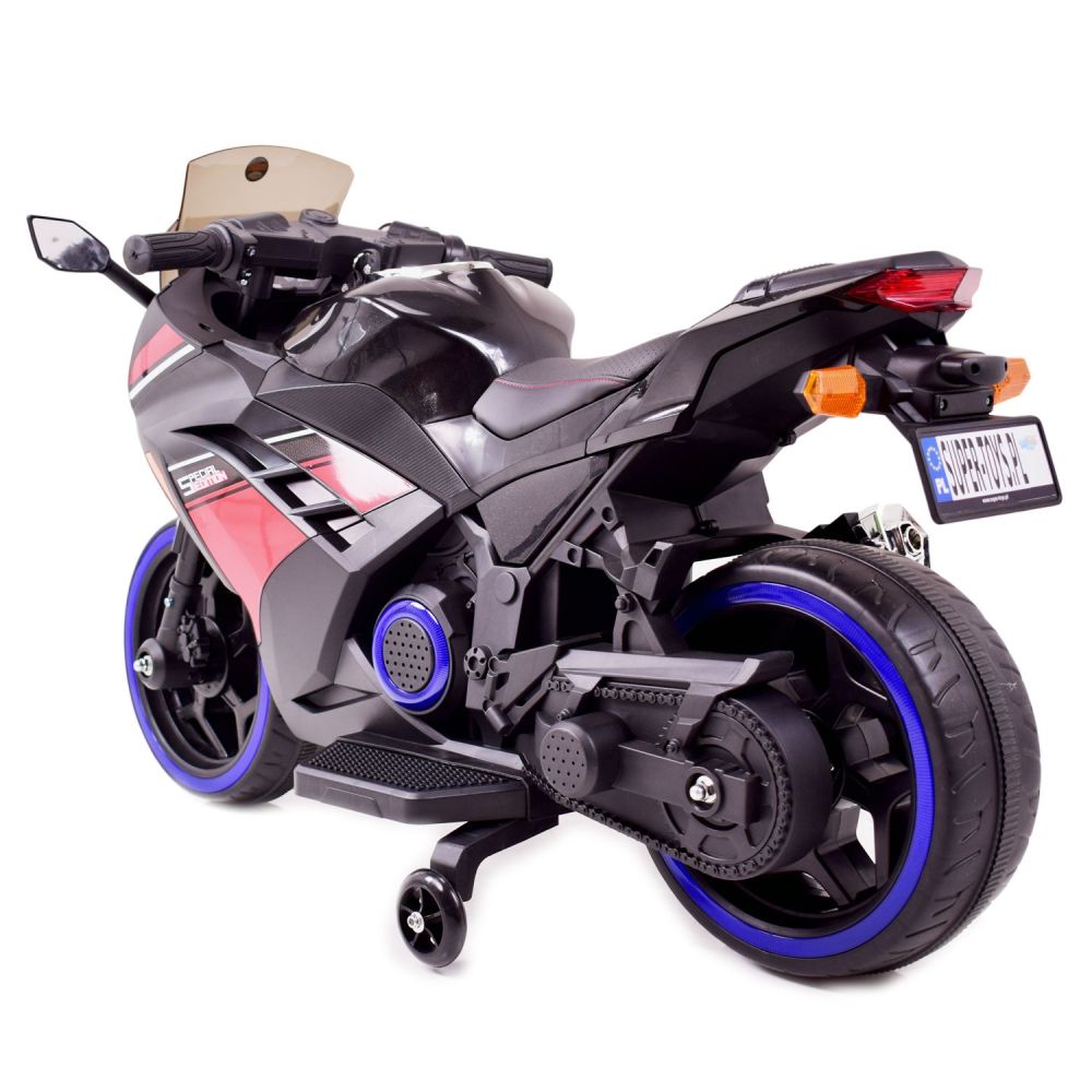 MEGA MOTOR STRONG 2 EXCLUSIVE lenktyninis motociklas, šviečiantys ratai, akceleratorius ant rankenos, stabdys/DLS07
