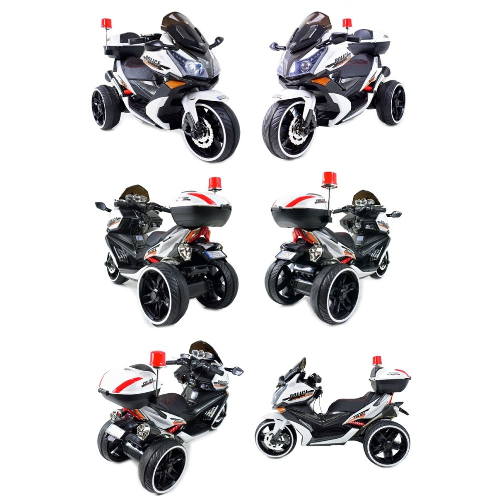 MILŽINIŠKAS POLICIJOS MOTOCIKLAS, SIRENOS GARSAS, MEGAFONAS, ŠVIESOS SIGNALAS, MINKŠTA SĖDYNĖ, AKCELERATORIUS/AK550