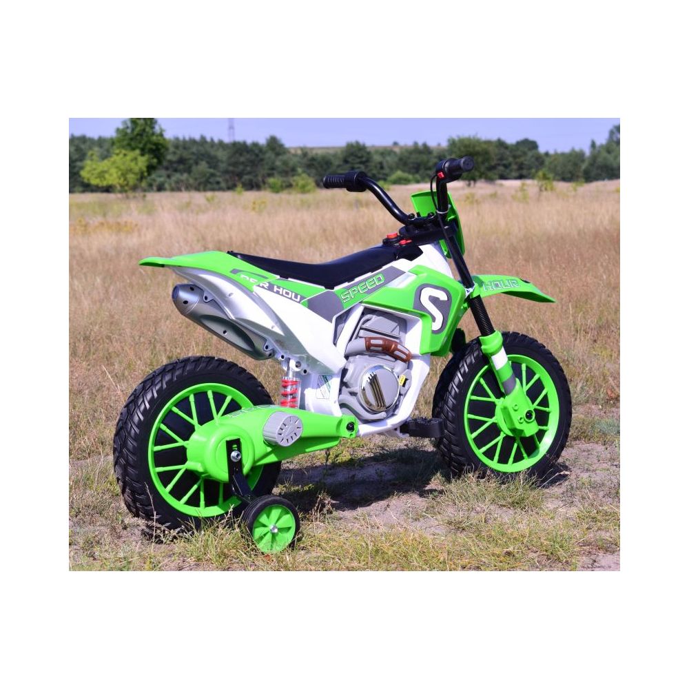 MEGA MOTOR ENDURO – MINKŠTI RATAI, AMORTIZATORIUS, 12 V, KOVERIS, AUKŠTOS KOKYBĖS / XMX616