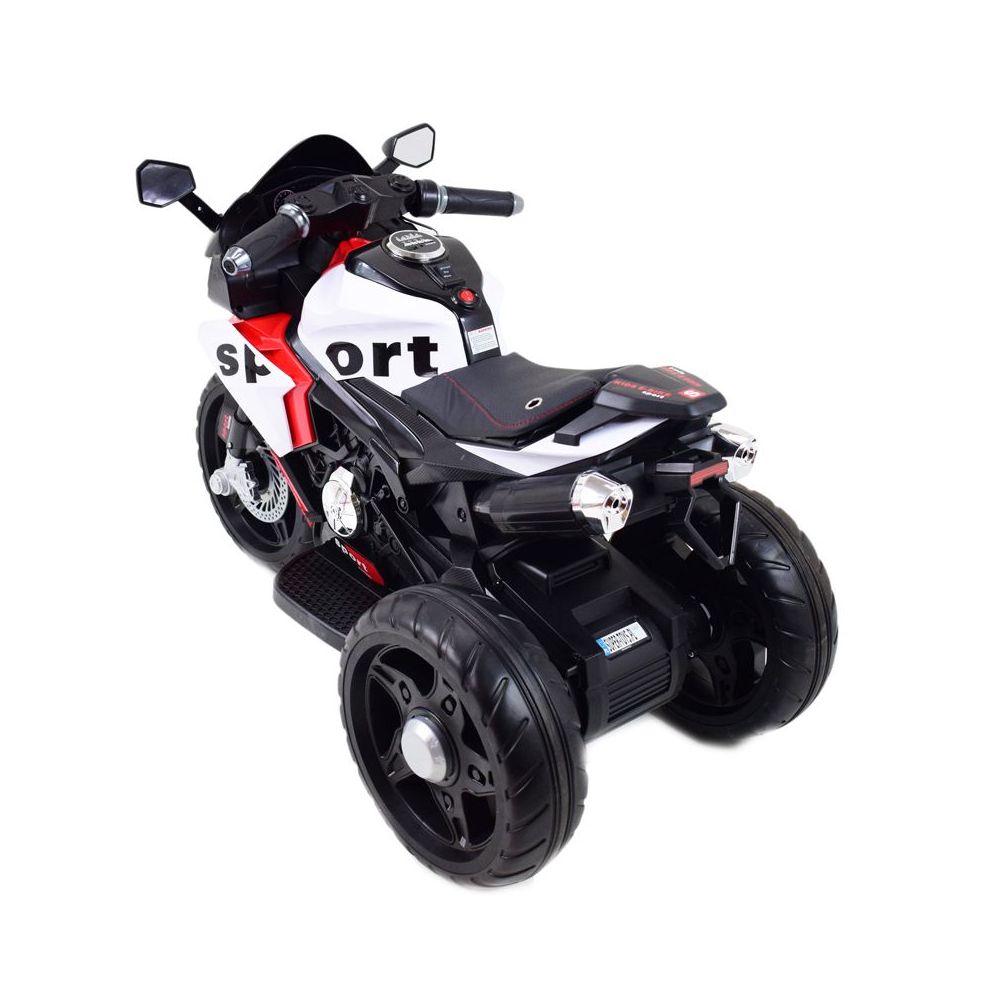 „MEGA MOTOR“ 3 RATŲ SPORTINIS, DU VARIKLIAI, MINKŠTI RATAI, MINKŠTA SĖDYNĖ, AKCELERATORIUS RANKENĖJE/FB6886