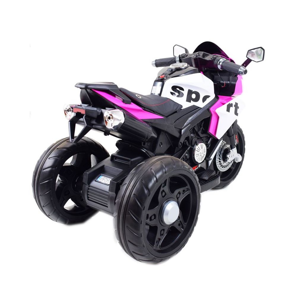 „MEGA MOTOR“ 3 RATŲ SPORTINIS, DU VARIKLIAI, MINKŠTI RATAI, MINKŠTA SĖDYNĖ, AKCELERATORIUS RANKENĖJE/FB6886