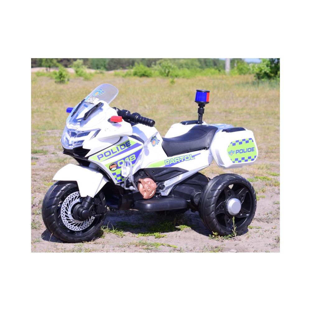 SZYBKI MOTOR POLICYJNY Z KOGUTEM, MIĘKKIE KOŁA, DŹWIĘKI, DWA SILNIKI, PILOT/NT5188
