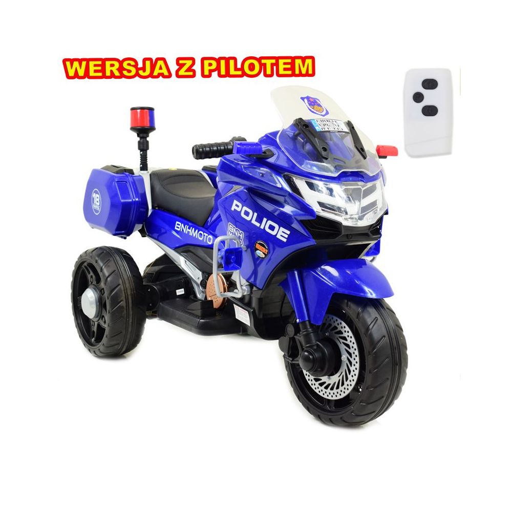 SZYBKI MOTOR POLICYJNY Z KOGUTEM, MIĘKKIE KOŁA, DŹWIĘKI, DWA SILNIKI, PILOT/NT5188
