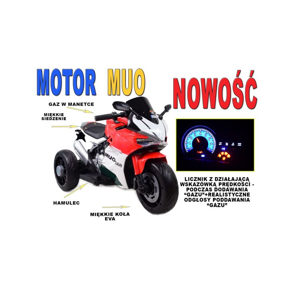 SUPER MOTOR MOTOCIKLAS „MUO“ – TIKRO SPIDOMETRO IMITACIJA, REALISTIŠKI GARSAI/959-3