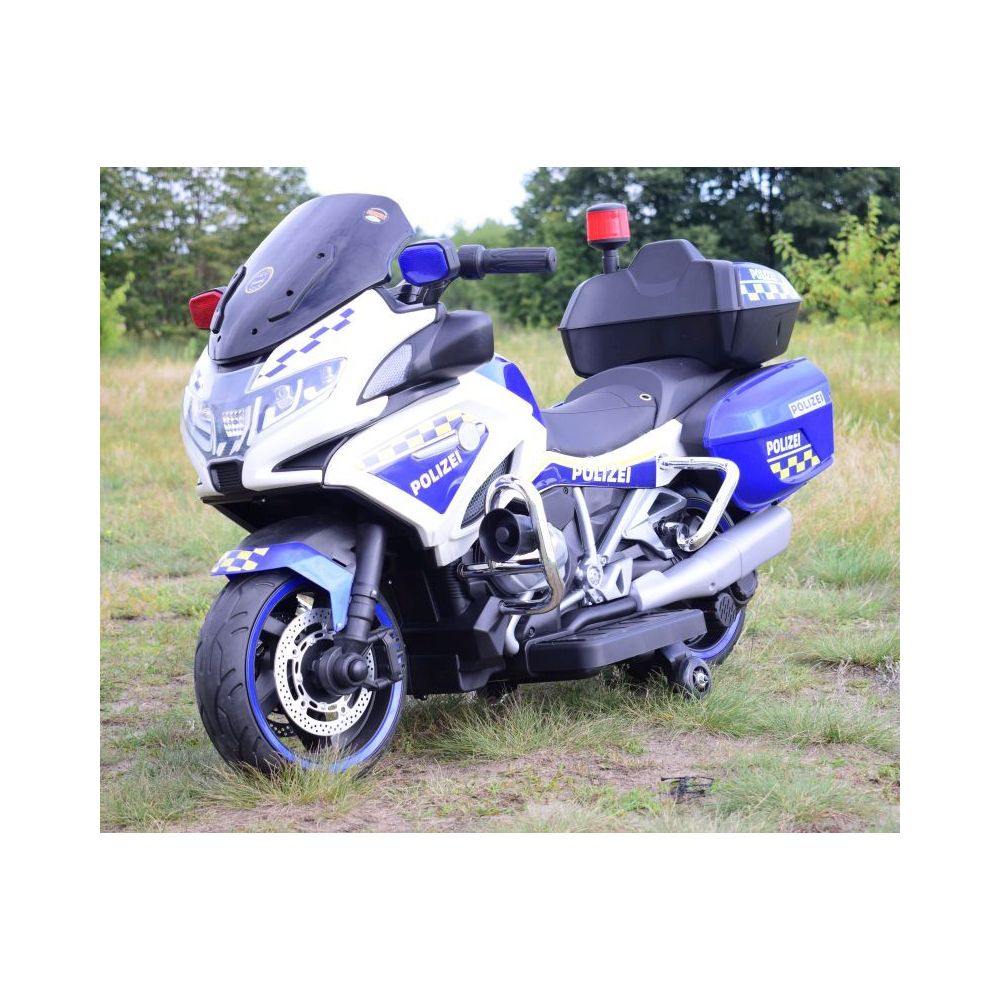 MILŽINIŠKAS SUPER MOTOCIKLAS POLICIJOS LENKTYNINIS MOTOCIKLAS, MINKŠTI RATAI, MINKŠTA SĖDYNĖ, AKCELERATORIUS RANKENĖJE, STABD