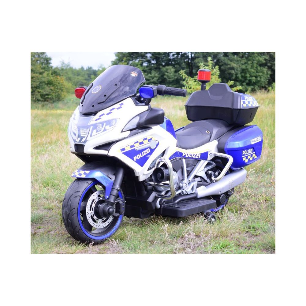MILŽINIŠKAS SUPER MOTOCIKLAS POLICIJOS LENKTYNINIS MOTOCIKLAS, MINKŠTI RATAI, MINKŠTA SĖDYNĖ, AKCELERATORIUS RANKENĖJE, STABD