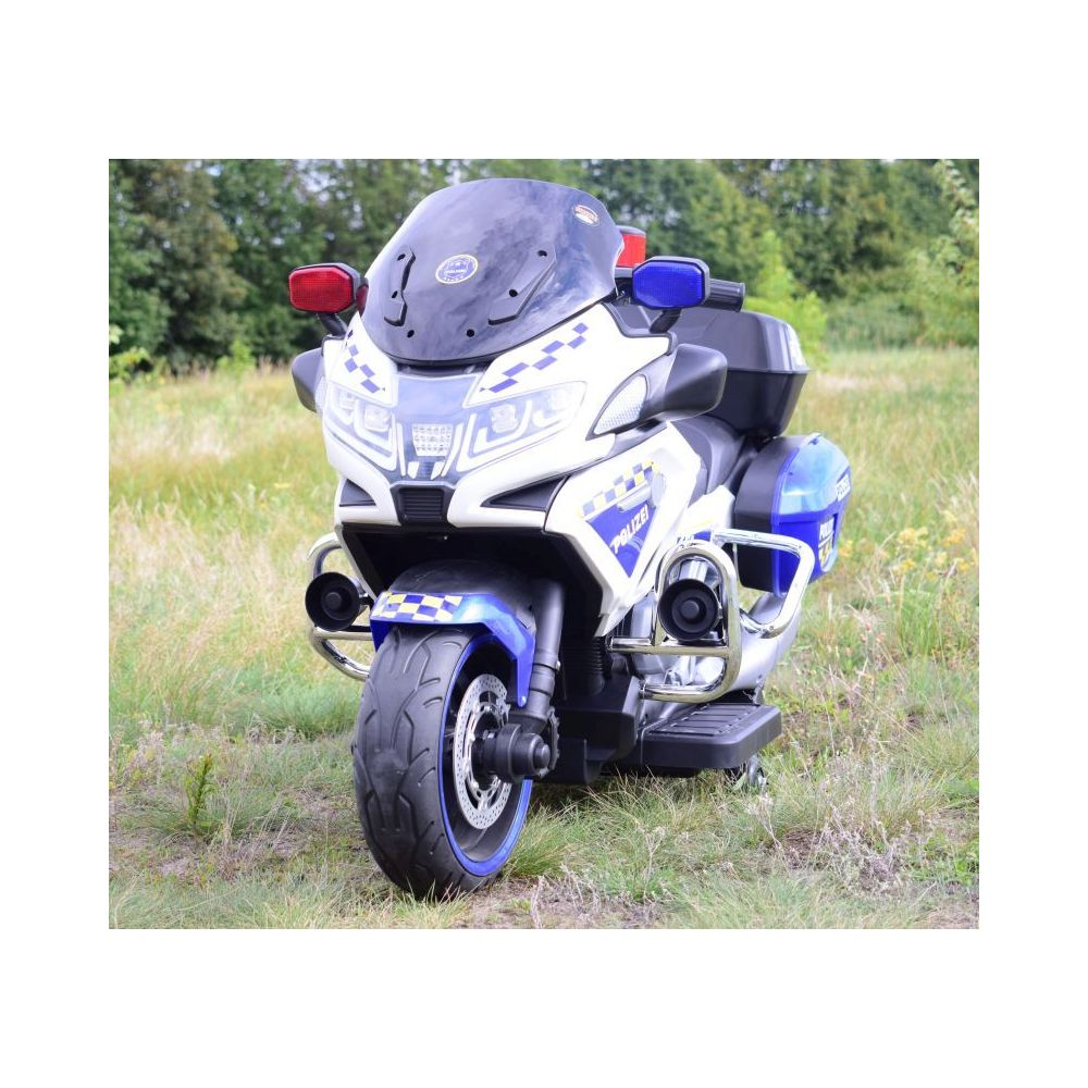 MILŽINIŠKAS SUPER MOTOCIKLAS POLICIJOS LENKTYNINIS MOTOCIKLAS, MINKŠTI RATAI, MINKŠTA SĖDYNĖ, AKCELERATORIUS RANKENĖJE, STABD