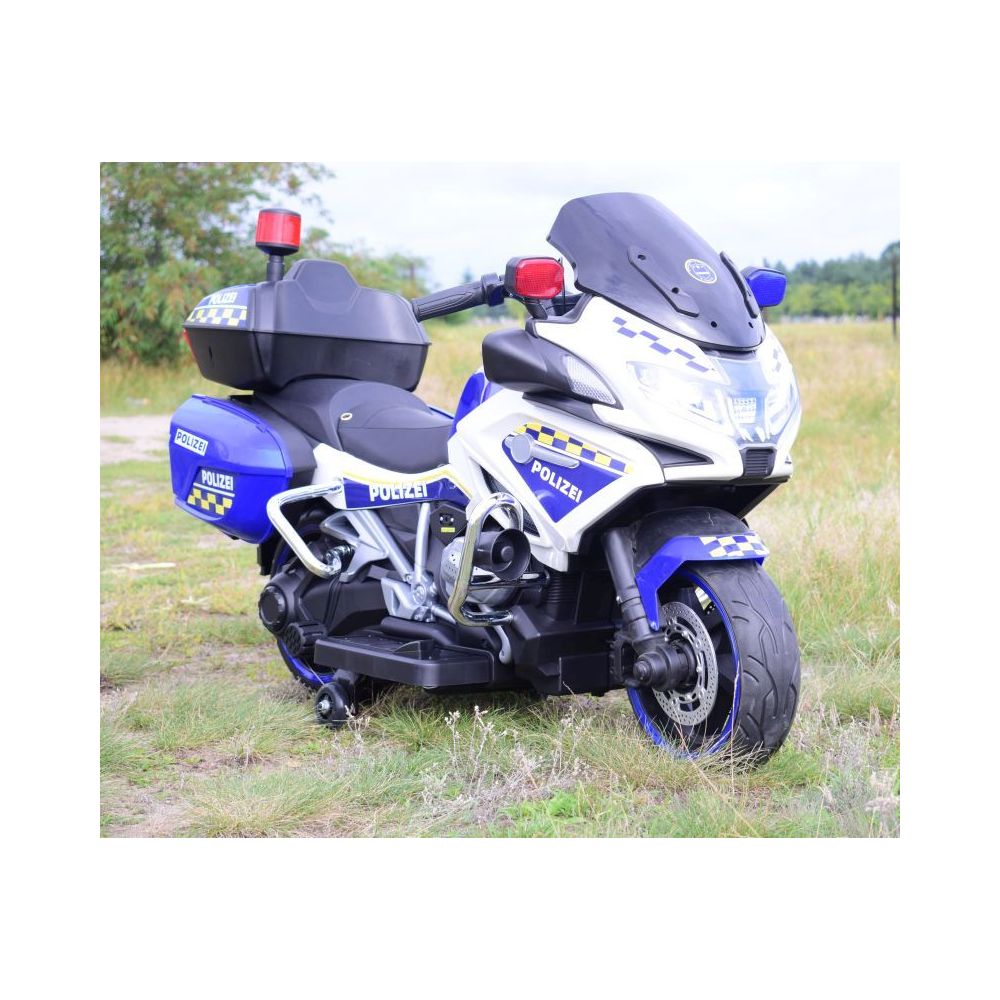 MILŽINIŠKAS SUPER MOTOCIKLAS POLICIJOS LENKTYNINIS MOTOCIKLAS, MINKŠTI RATAI, MINKŠTA SĖDYNĖ, AKCELERATORIUS RANKENĖJE, STABD