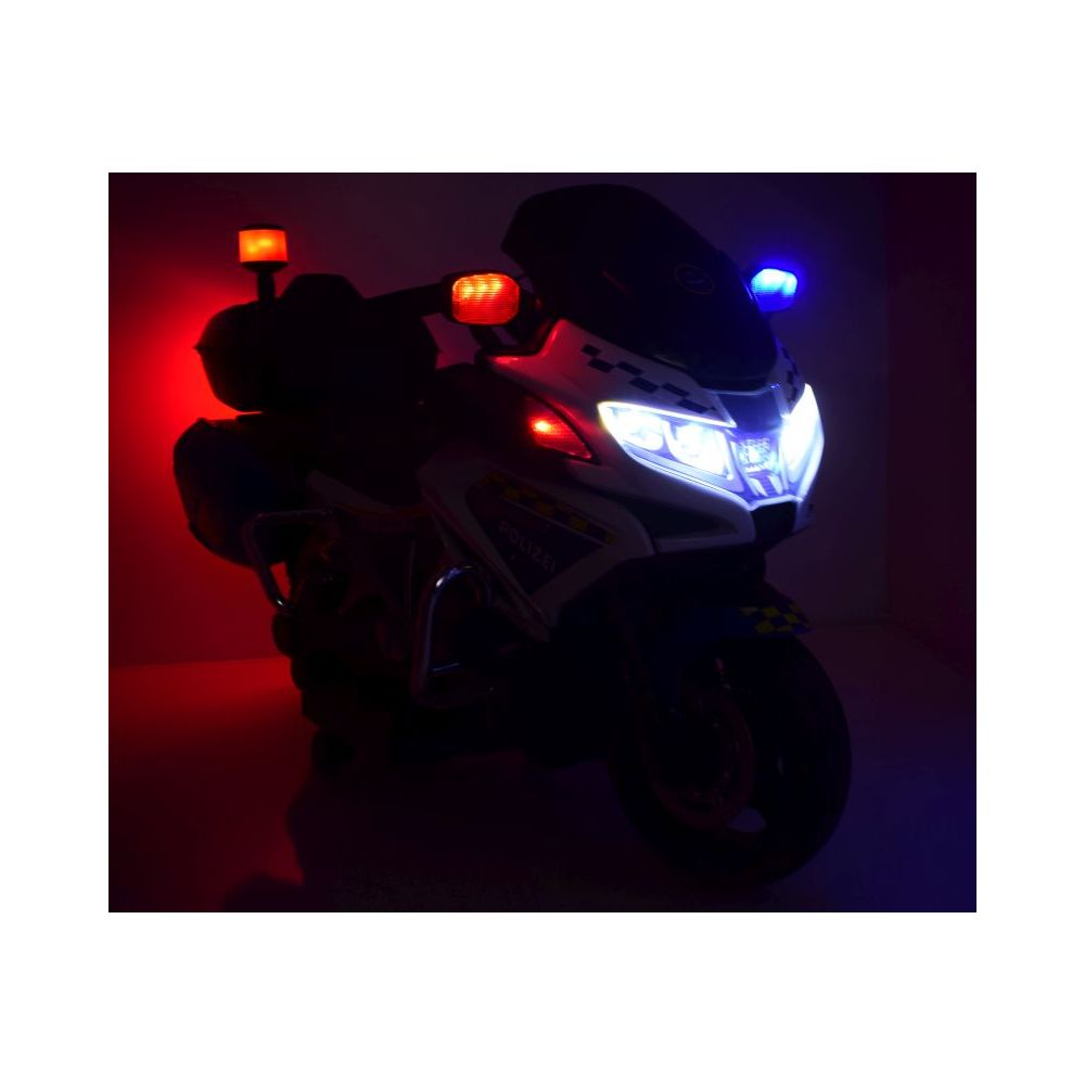 MILŽINIŠKAS SUPER MOTOCIKLAS POLICIJOS LENKTYNINIS MOTOCIKLAS, MINKŠTI RATAI, MINKŠTA SĖDYNĖ, AKCELERATORIUS RANKENĖJE, STABD