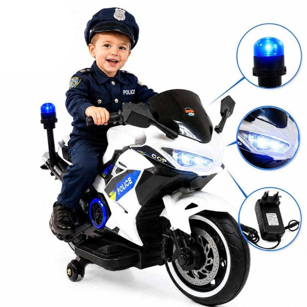 Policijos motociklas su šviečiančiu švyturėliu ir sirena/A706-2