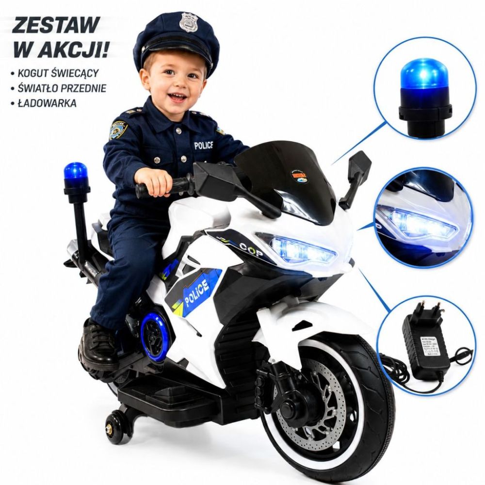 Policijos motociklas su šviečiančiu švyturėliu ir sirena/A706-2