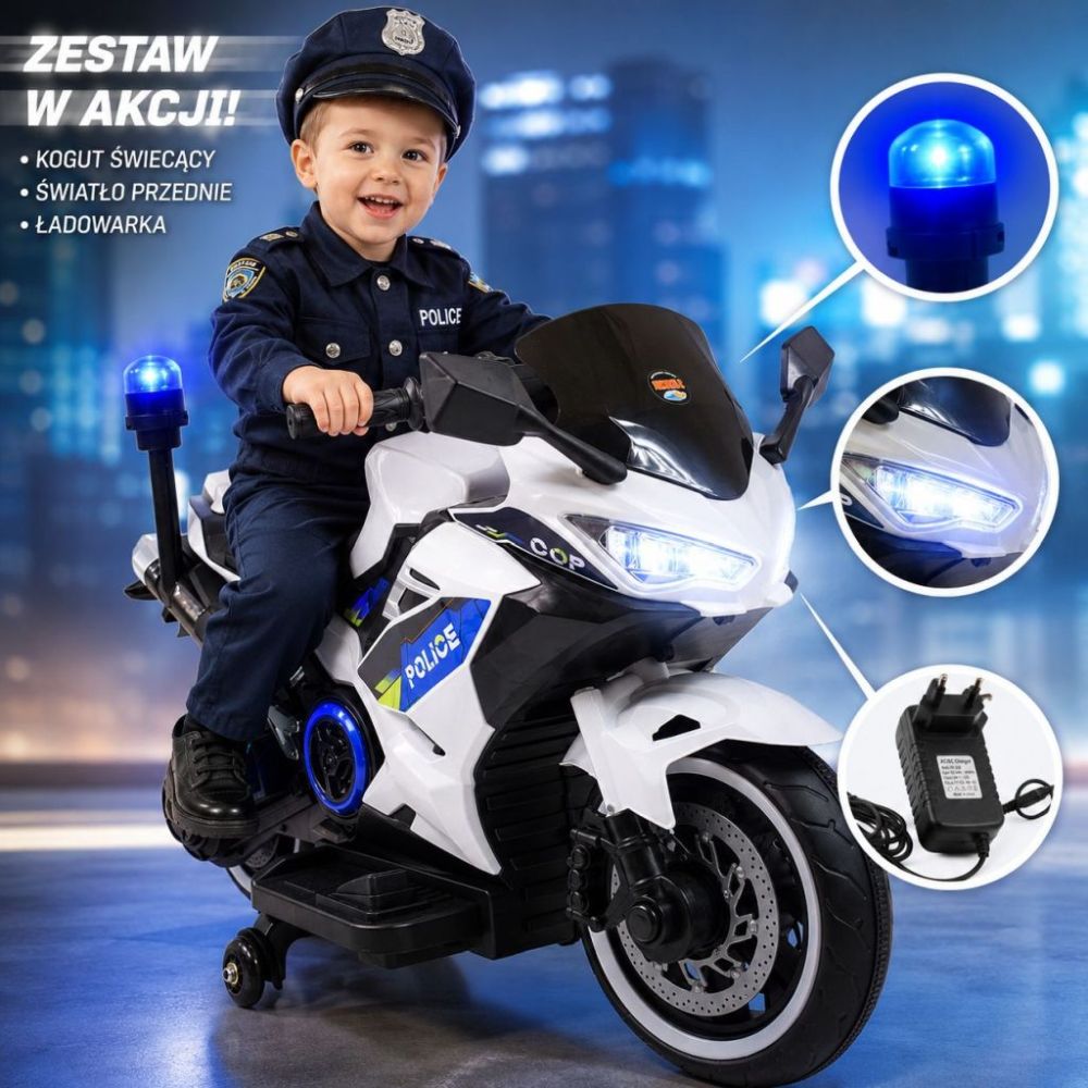 Policijos motociklas su šviečiančiu švyturėliu ir sirena/A706-2