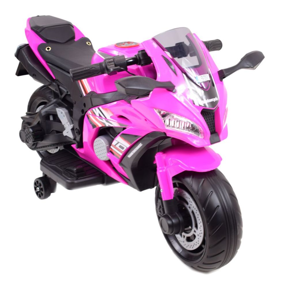 Didelis lenktyninis motociklas turi akumuliatorių, minkštus ratus, minkštą sėdynę / OZB909