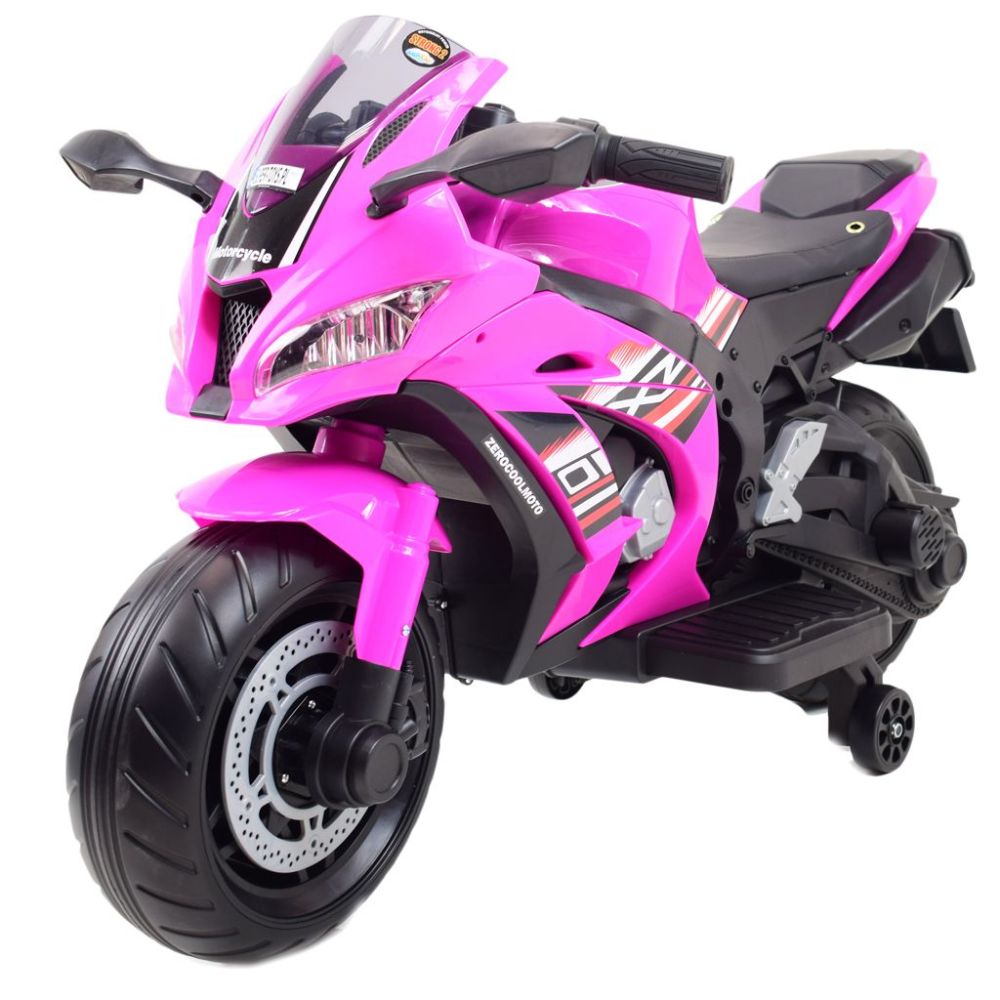 Didelis lenktyninis motociklas turi akumuliatorių, minkštus ratus, minkštą sėdynę / OZB909