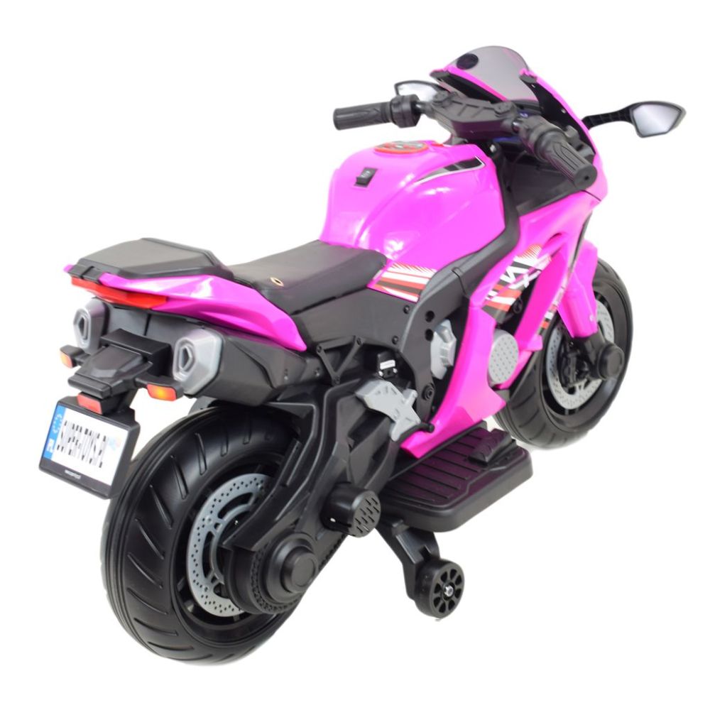 Didelis lenktyninis motociklas turi akumuliatorių, minkštus ratus, minkštą sėdynę / OZB909