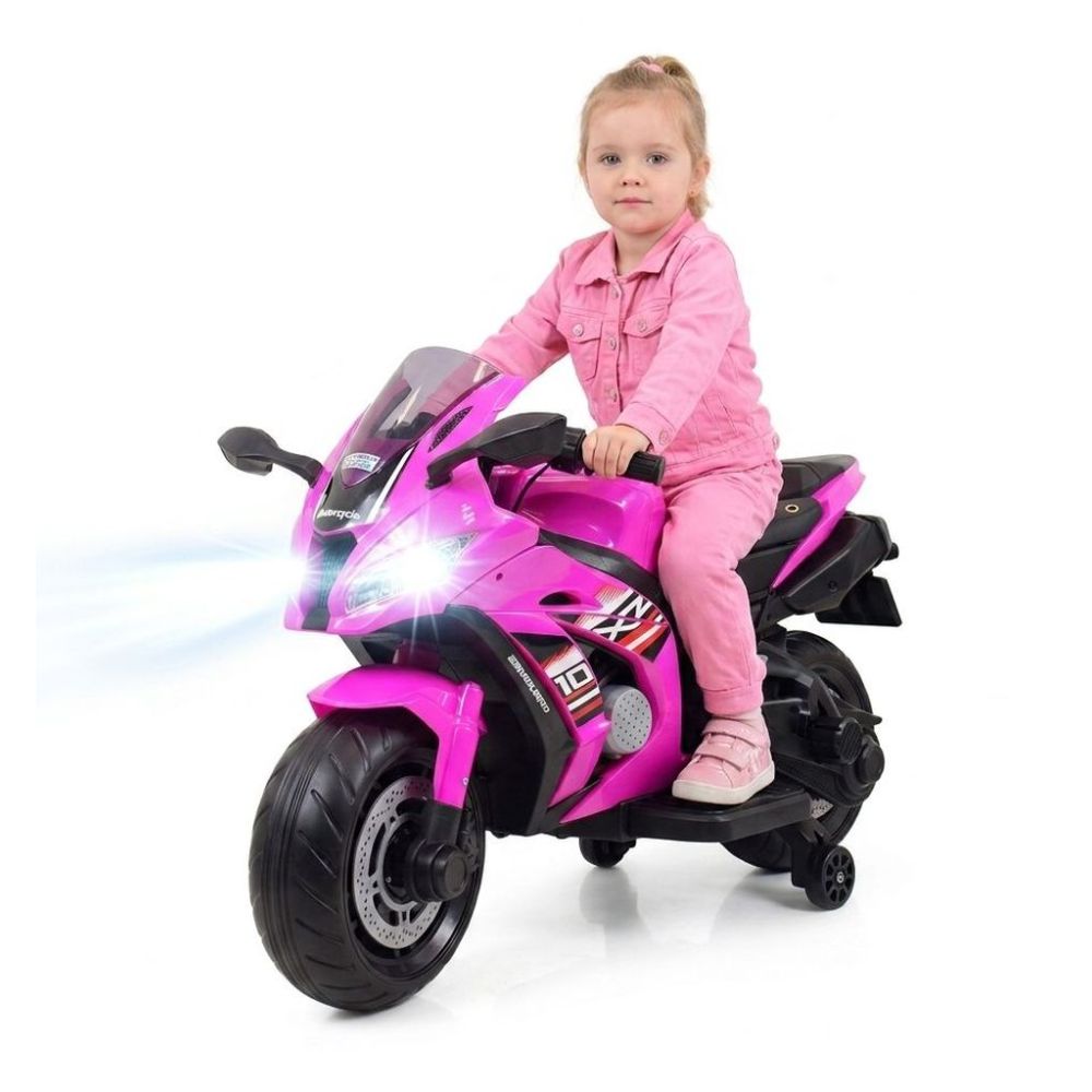 Didelis lenktyninis motociklas turi akumuliatorių, minkštus ratus, minkštą sėdynę / OZB909