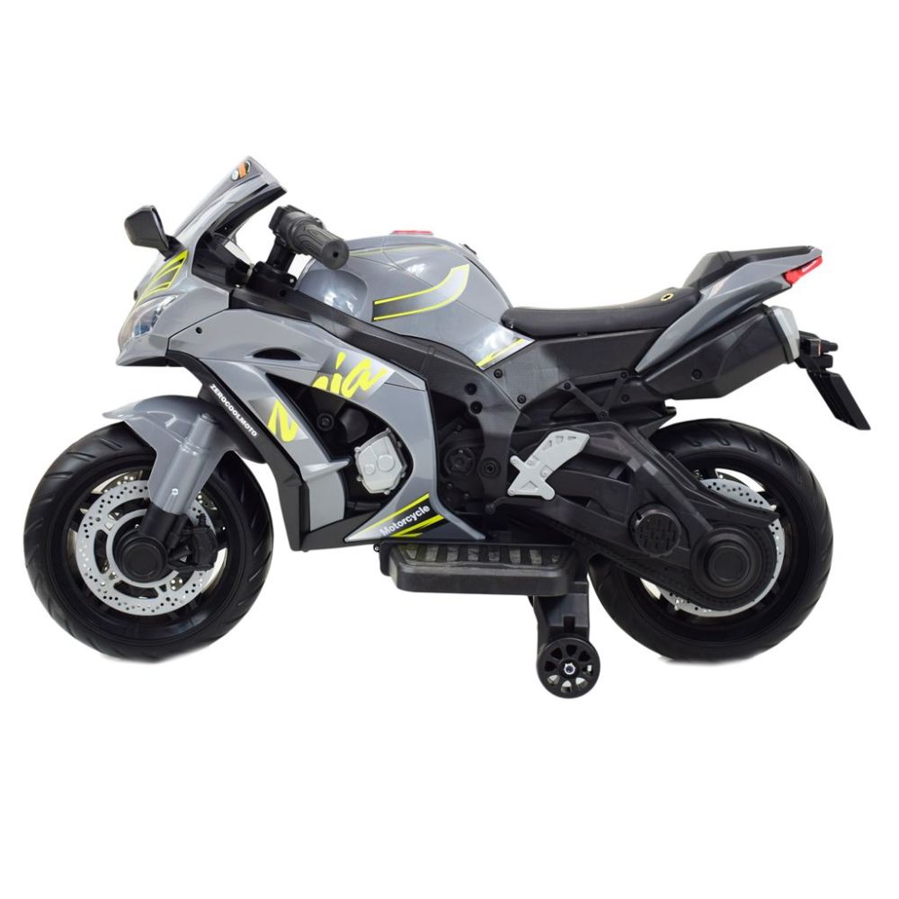 Didelis lenktyninis motociklas turi akumuliatorių, minkštus ratus, minkštą sėdynę / OZB909