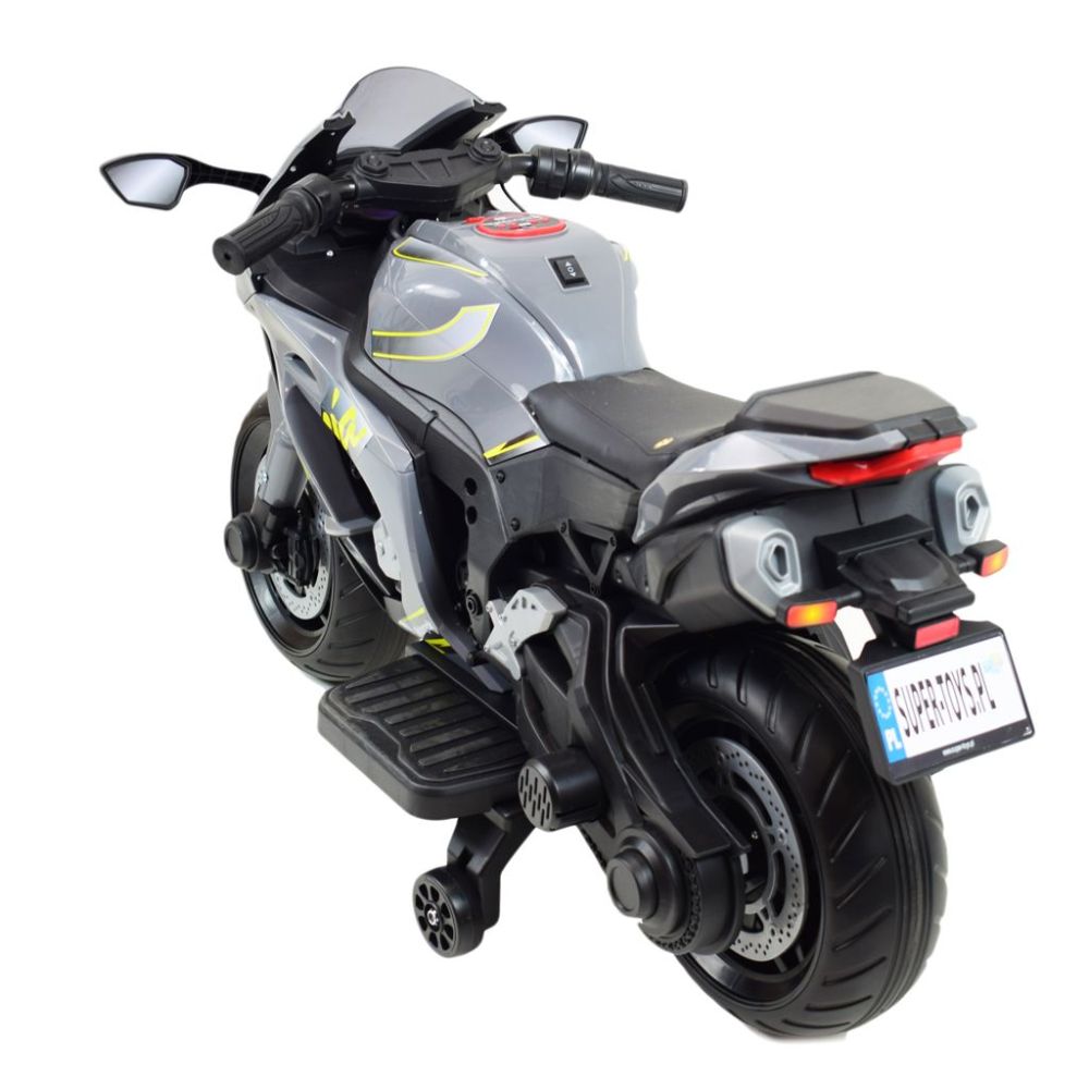 Didelis lenktyninis motociklas turi akumuliatorių, minkštus ratus, minkštą sėdynę / OZB909