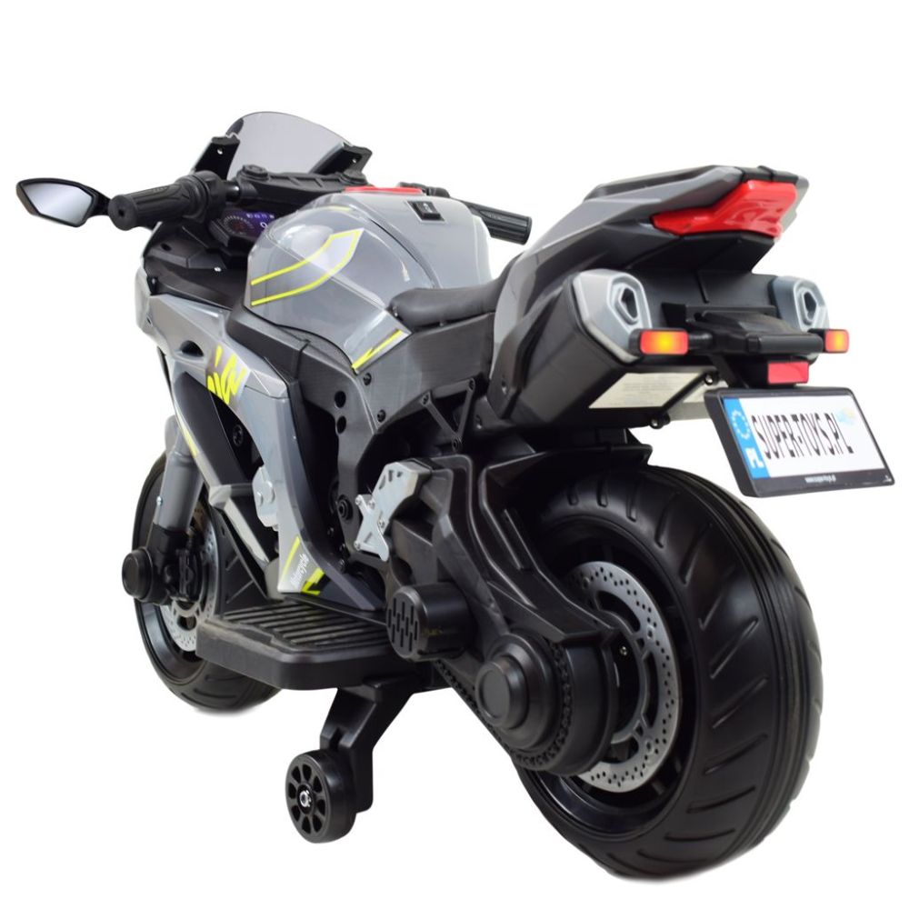 Didelis lenktyninis motociklas turi akumuliatorių, minkštus ratus, minkštą sėdynę / OZB909