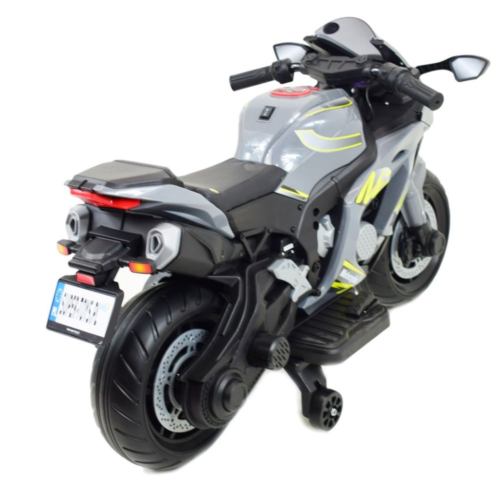 Didelis lenktyninis motociklas turi akumuliatorių, minkštus ratus, minkštą sėdynę / OZB909
