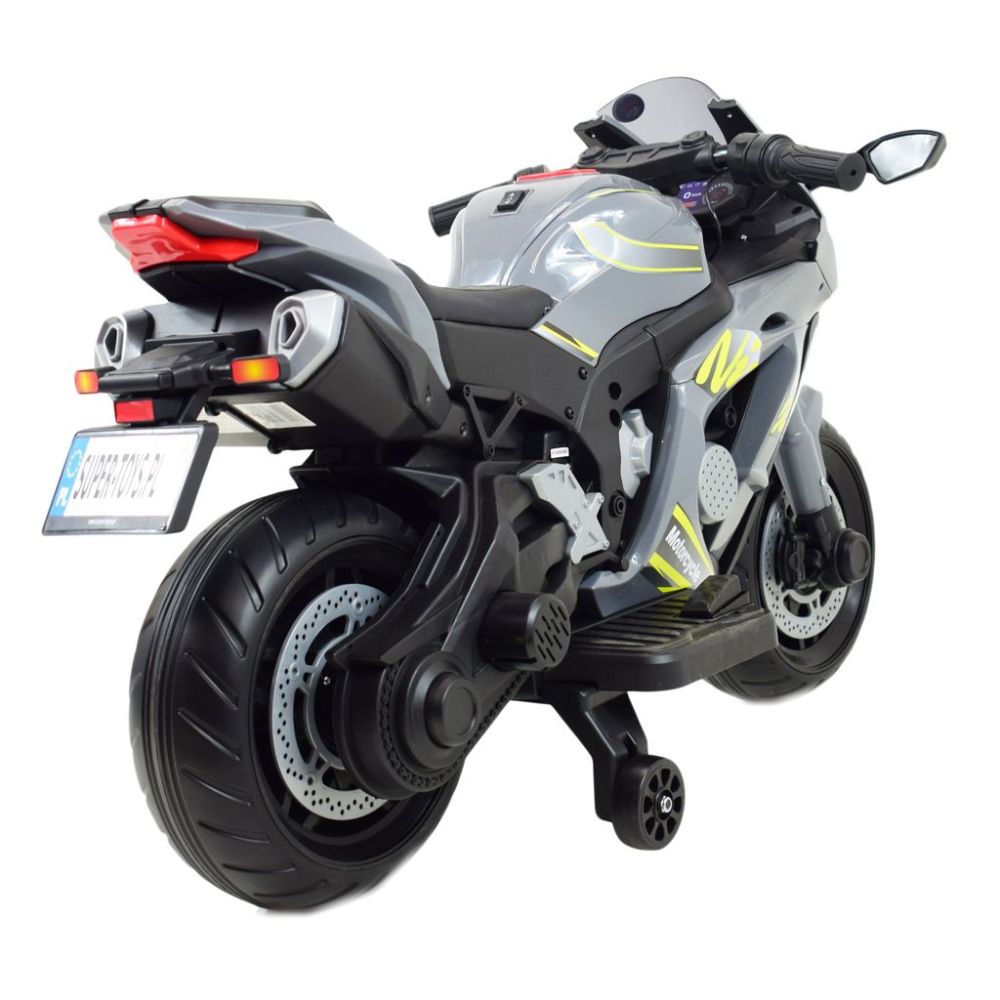 Didelis lenktyninis motociklas turi akumuliatorių, minkštus ratus, minkštą sėdynę / OZB909