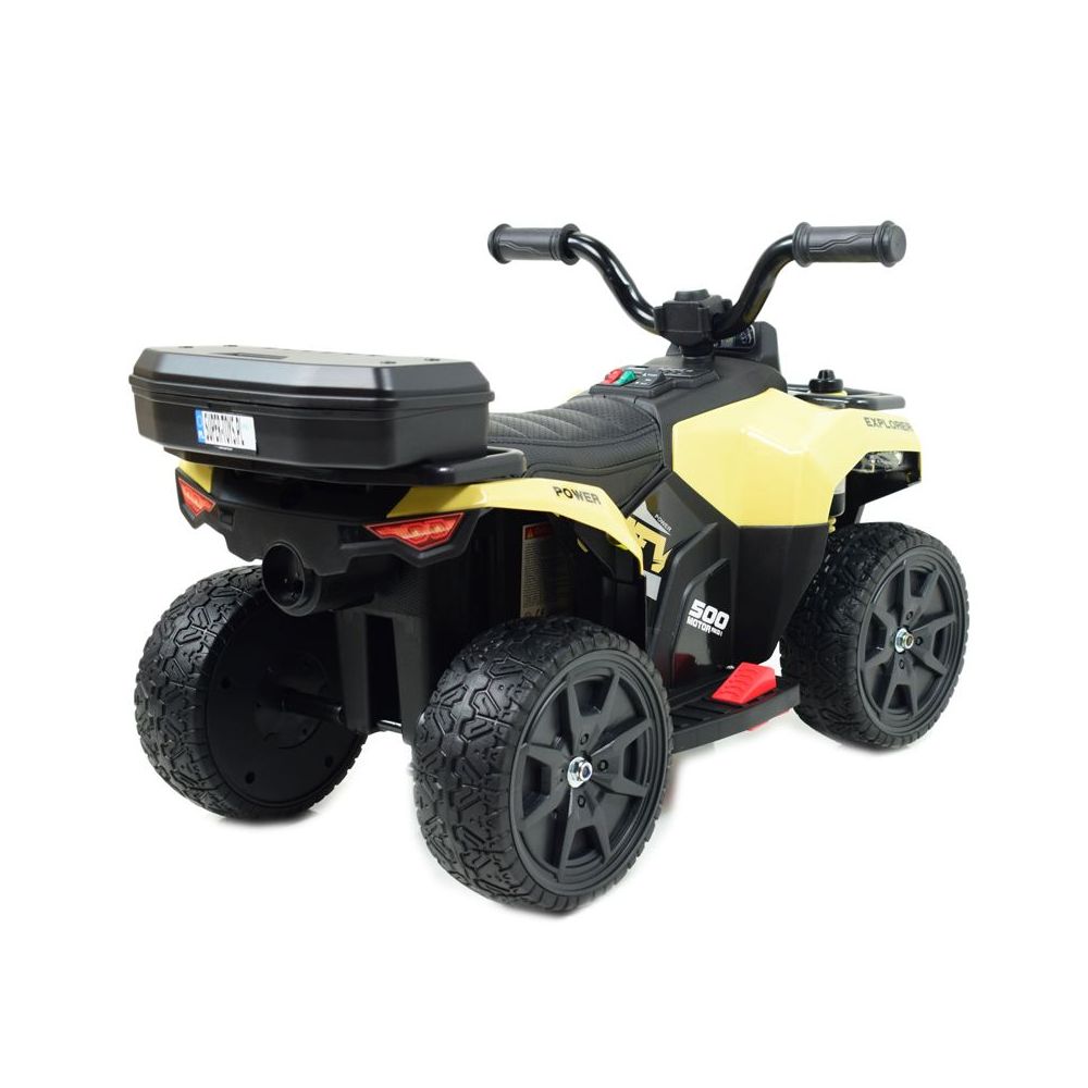 QUAD NA AKUMULATOR EXPLORER - PILOT, IMITACJA WYDECHU, MIĘKKIE KOŁA, SKÓRA/GTS1155