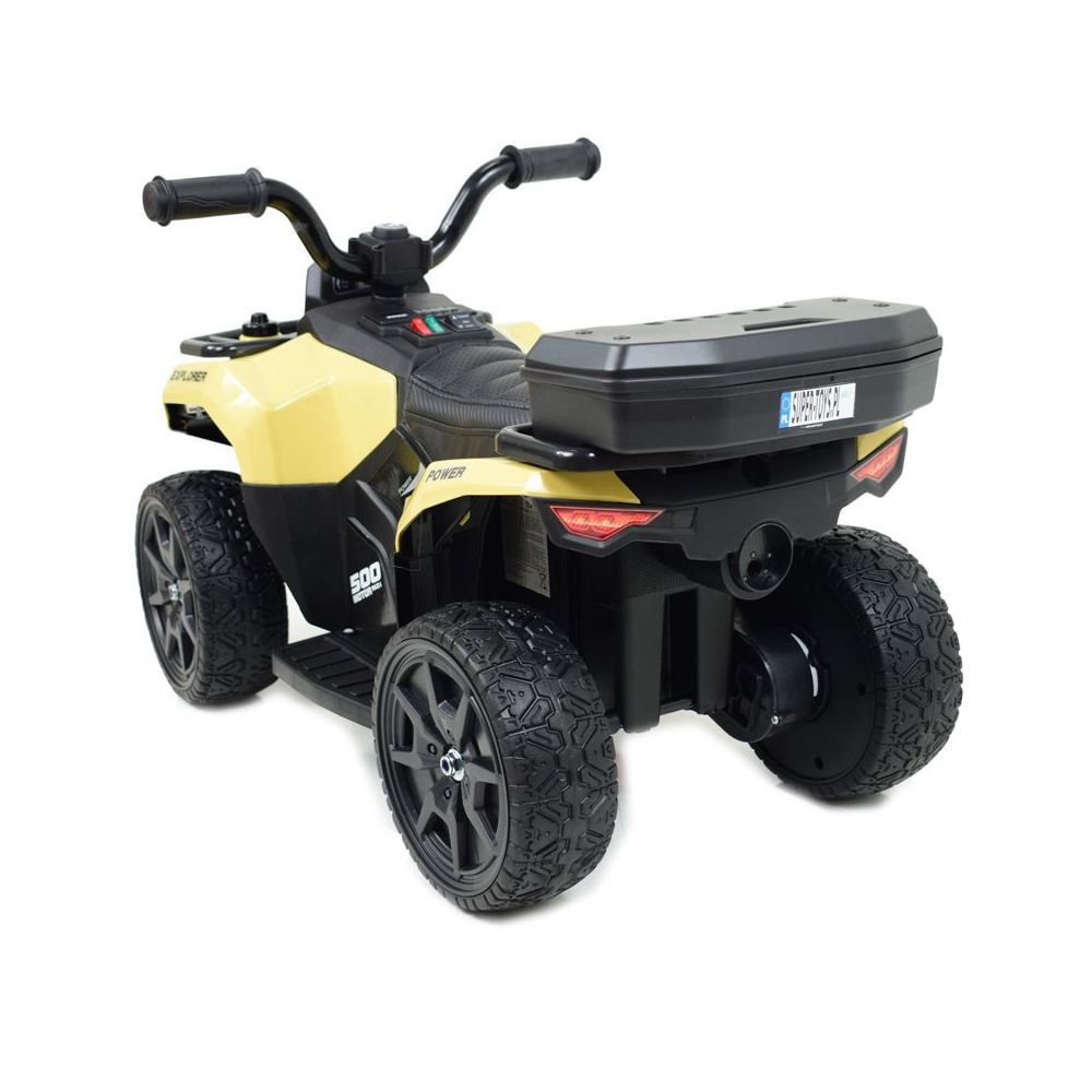 QUAD NA AKUMULATOR EXPLORER - PILOT, IMITACJA WYDECHU, MIĘKKIE KOŁA, SKÓRA/GTS1155
