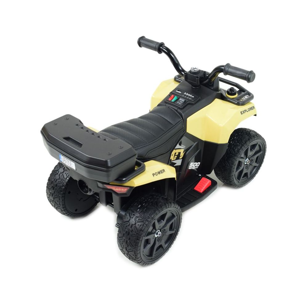 QUAD NA AKUMULATOR EXPLORER - PILOT, IMITACJA WYDECHU, MIĘKKIE KOŁA, SKÓRA/GTS1155