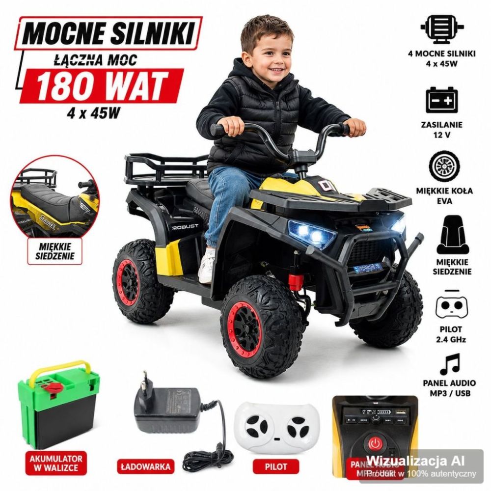 MEGA DIDELIS KVADRACIKLAS, AMORTIZATORIAI, MINKŠTI RATAI, NUOTOLINIO VALDYMO PULTAS, LĖTAS STARTAS, 4x4 /XMX607