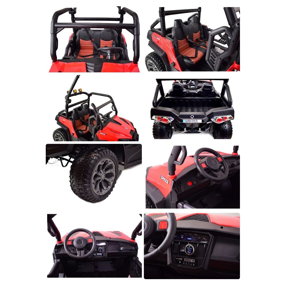 MEGA BUGGY UTV DLA 2 DZIECI, 4 SILNIKI, MIĘKKIE SIEDZENIE, MIĘKKIE KOŁA/7988-HIGH