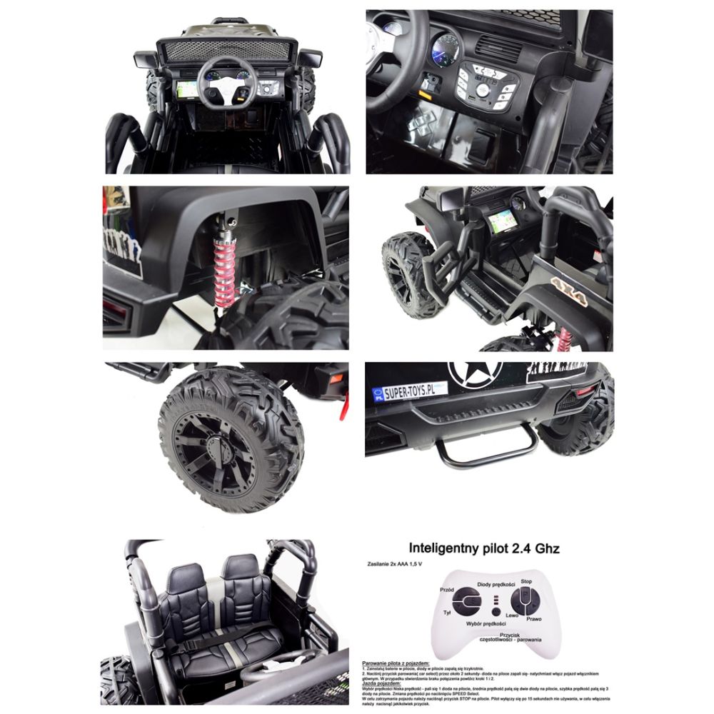 „Brothers“ akumuliatorinis džipas, vairo stiprintuvas, minkšti ratai, minkšta sėdynė, 24 V – 400 W / JEEP-JC-666