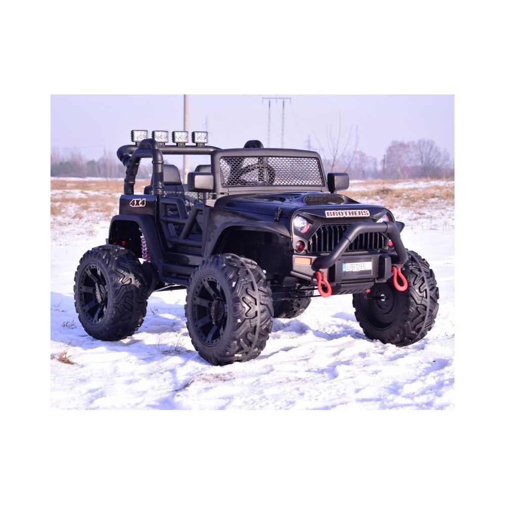 „Brothers“ akumuliatorinis džipas, vairo stiprintuvas, minkšti ratai, minkšta sėdynė, 24 V – 400 W / JEEP-JC-666