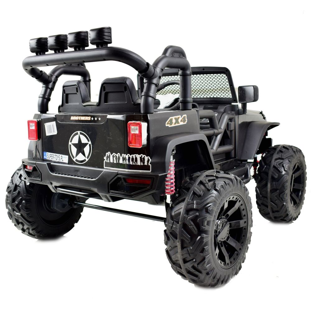 „Brothers“ akumuliatorinis džipas, vairo stiprintuvas, minkšti ratai, minkšta sėdynė, 24 V – 400 W / JEEP-JC-666