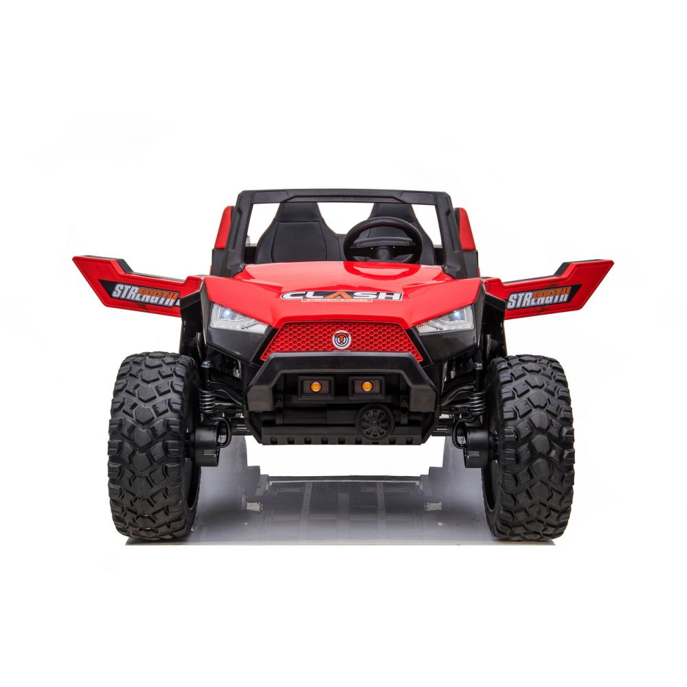 „MEGA BUGGY CLASH“ 2 VAIKAMS, 4 VARIKLIAI, 24 V, MINKŠTA SLANKIOJANČIA SĖDYNĖ, MINKŠTI RATAI, AKUMULIATORIAUS DĖŽUTĖ / SX-1928