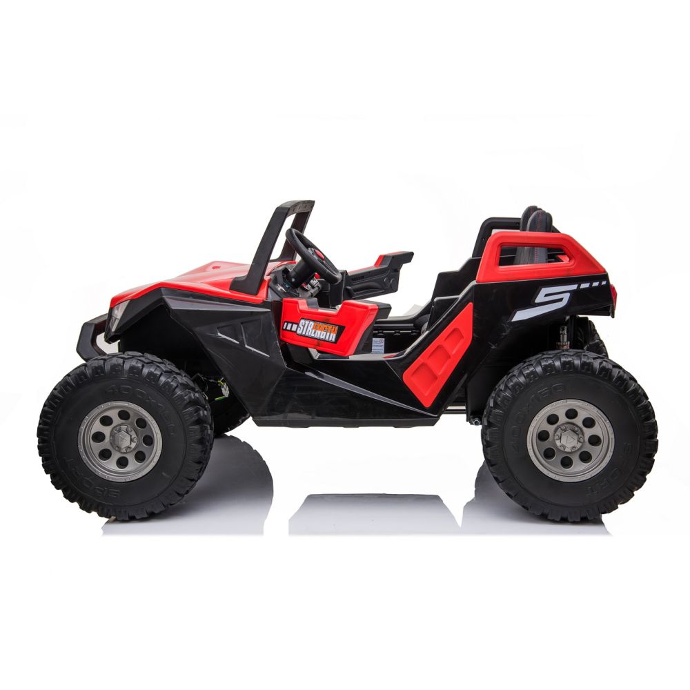„MEGA BUGGY CLASH“ 2 VAIKAMS, 4 VARIKLIAI, 24 V, MINKŠTA SLANKIOJANČIA SĖDYNĖ, MINKŠTI RATAI, AKUMULIATORIAUS DĖŽUTĖ / SX-1928