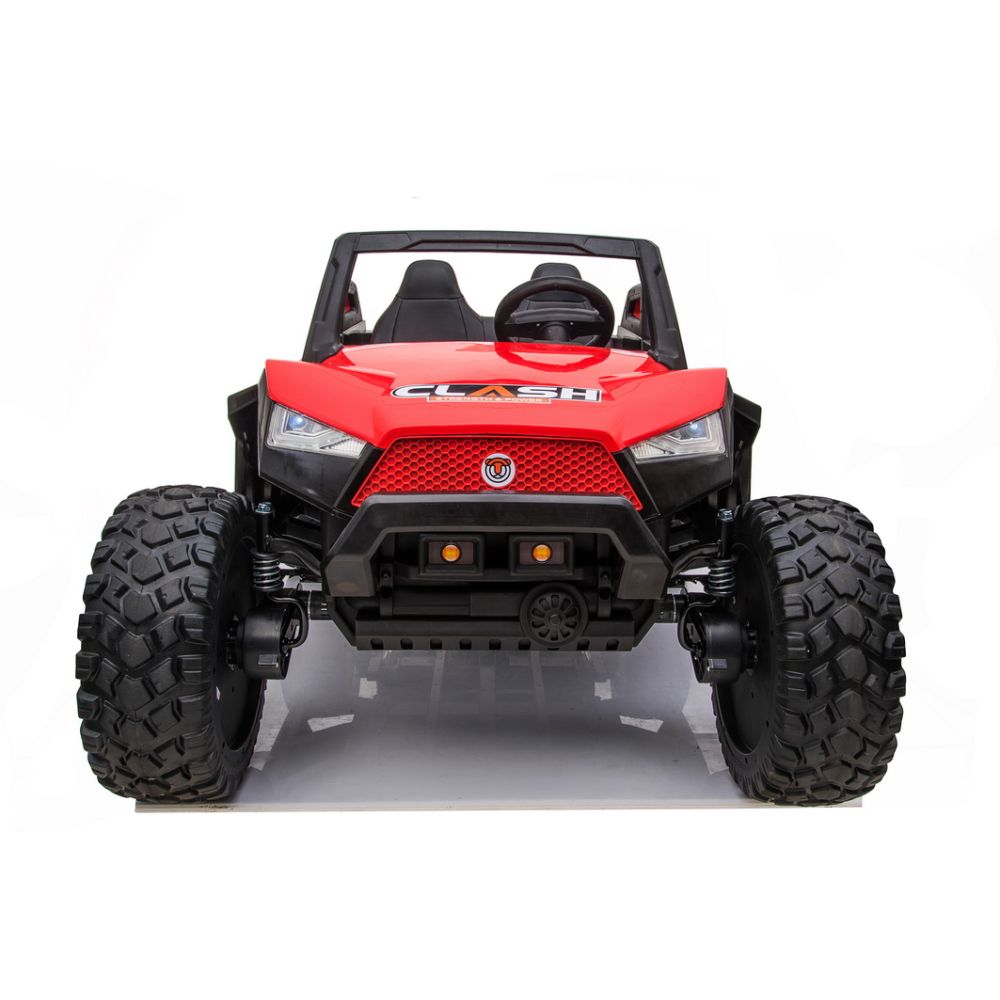 „MEGA BUGGY CLASH“ 2 VAIKAMS, 4 VARIKLIAI, 24 V, MINKŠTA SLANKIOJANČIA SĖDYNĖ, MINKŠTI RATAI, AKUMULIATORIAUS DĖŽUTĖ / SX-1928