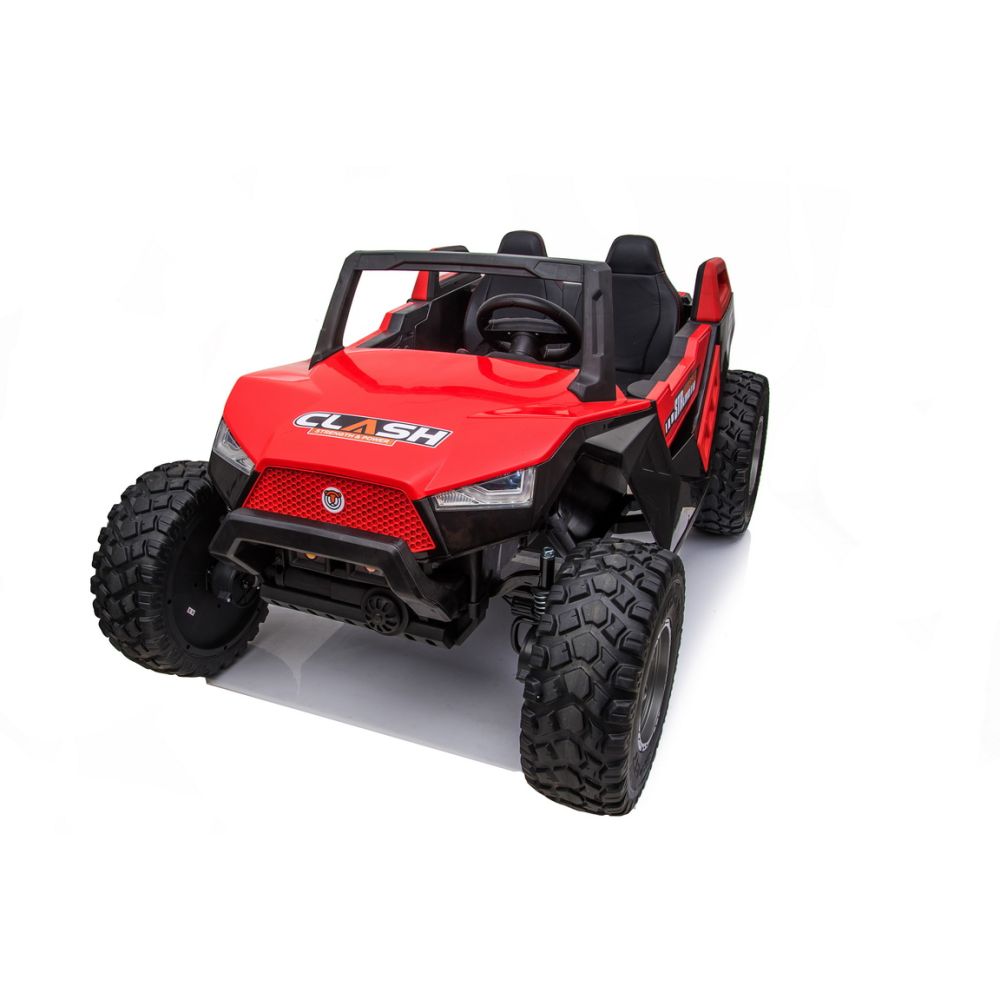 „MEGA BUGGY CLASH“ 2 VAIKAMS, 4 VARIKLIAI, 24 V, MINKŠTA SLANKIOJANČIA SĖDYNĖ, MINKŠTI RATAI, AKUMULIATORIAUS DĖŽUTĖ / SX-1928