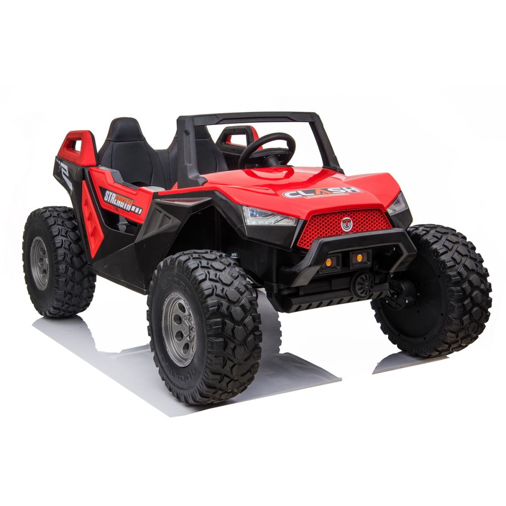„MEGA BUGGY CLASH“ 2 VAIKAMS, 4 VARIKLIAI, 24 V, MINKŠTA SLANKIOJANČIA SĖDYNĖ, MINKŠTI RATAI, AKUMULIATORIAUS DĖŽUTĖ / SX-1928