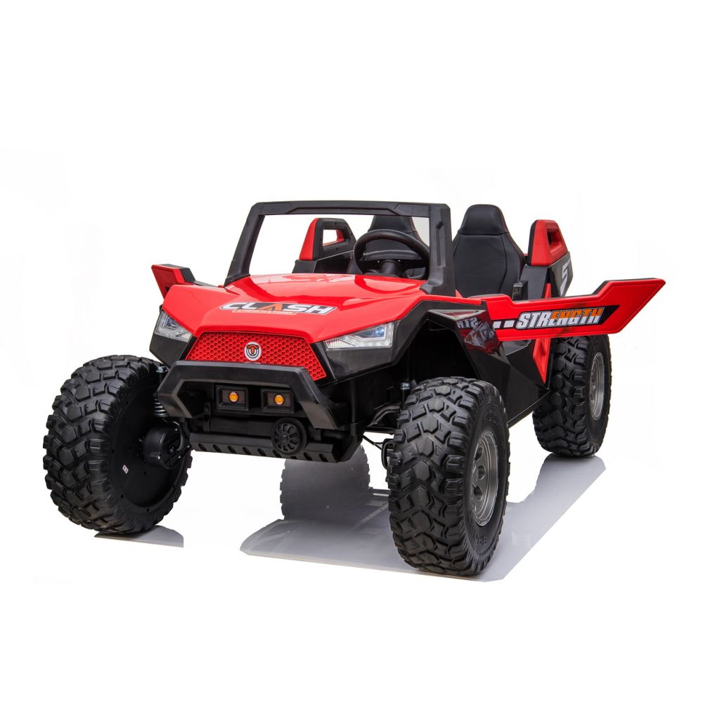 „MEGA BUGGY CLASH“ 2 VAIKAMS, 4 VARIKLIAI, 24 V, MINKŠTA SLANKIOJANČIA SĖDYNĖ, MINKŠTI RATAI, AKUMULIATORIAUS DĖŽUTĖ / SX-1928