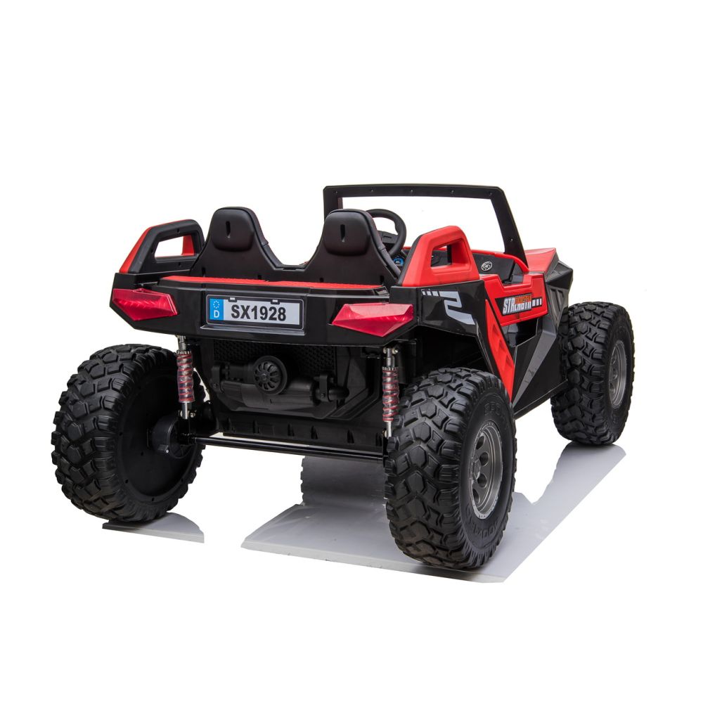 „MEGA BUGGY CLASH“ 2 VAIKAMS, 4 VARIKLIAI, 24 V, MINKŠTA SLANKIOJANČIA SĖDYNĖ, MINKŠTI RATAI, AKUMULIATORIAUS DĖŽUTĖ / SX-1928