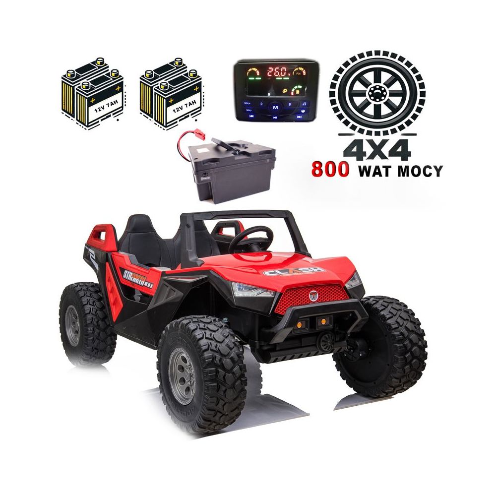 „MEGA BUGGY CLASH“ 2 VAIKAMS, 4 VARIKLIAI, 24 V, MINKŠTA SLANKIOJANČIA SĖDYNĖ, MINKŠTI RATAI, AKUMULIATORIAUS DĖŽUTĖ / SX-1928
