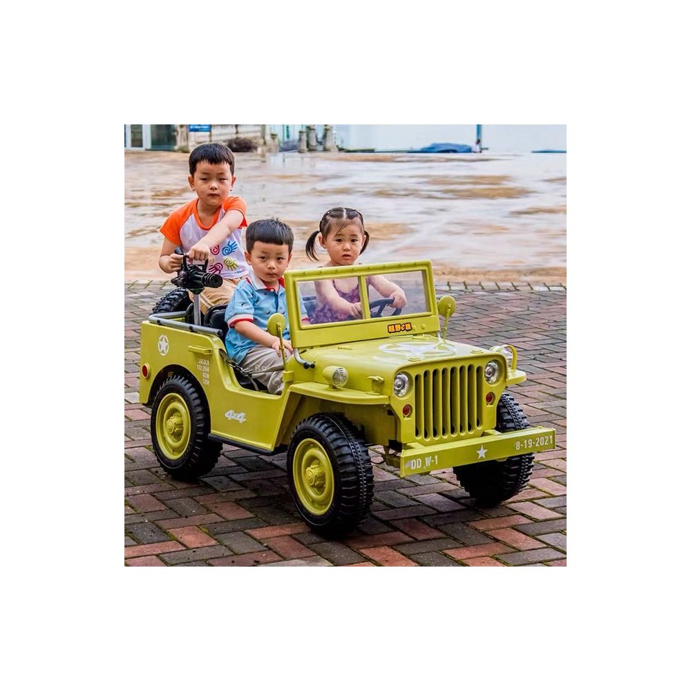 MEGA KARINIS ZIP-AUTOMOBILIS 3 VAIKAMS, 4X4, BATERIJOMIS MAITINAMAS BAGAŽAS, MINKŠTI RATAI, MINKŠTA SĖDYNĖ / JH101
