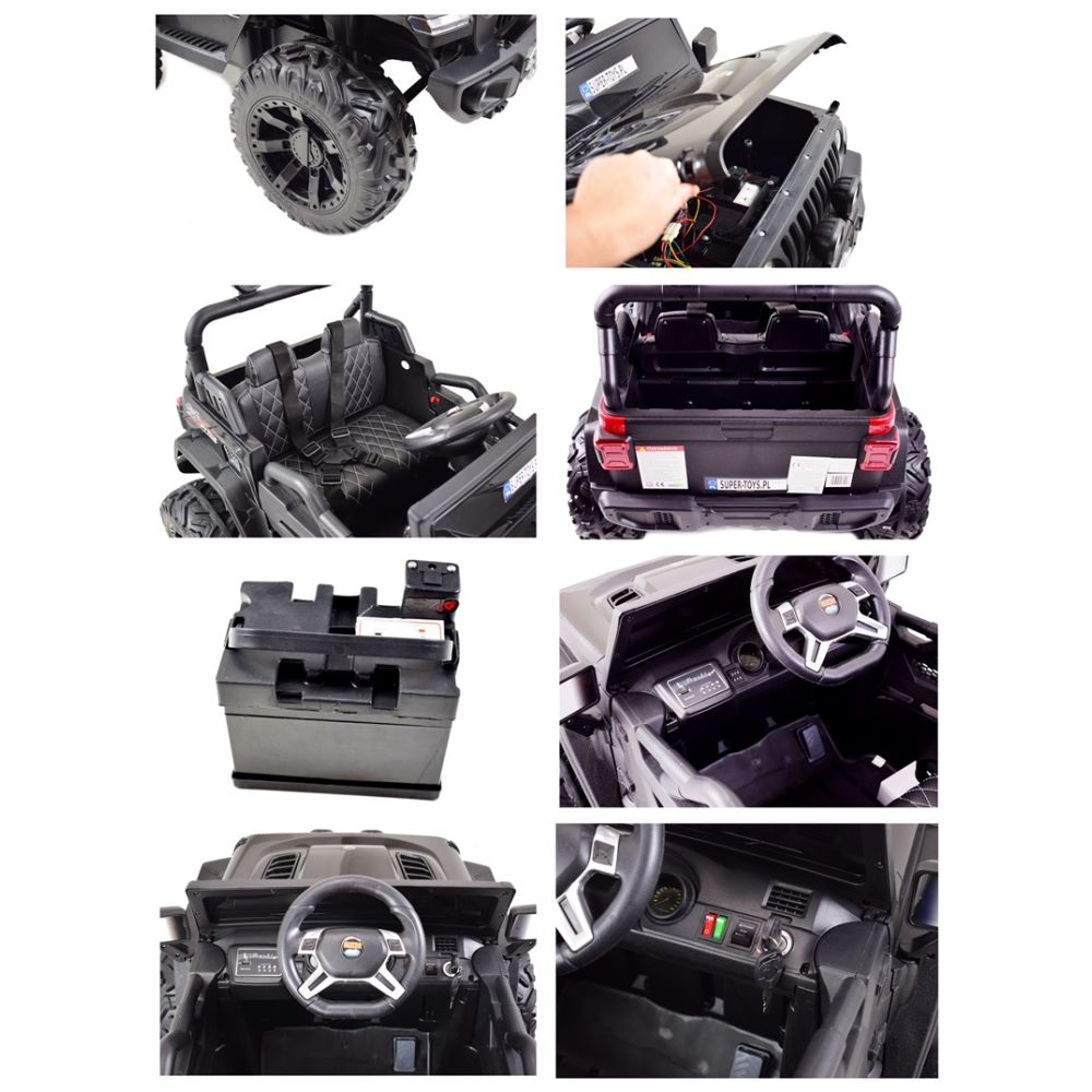 MEGA DŽIPAS „OFF ROAD“ 4X4, MINKŠTI RATAI, MINKŠTA SĖDYNĖ, SUPIMO FUNKCIJA, RAKTELIS,/HC8988