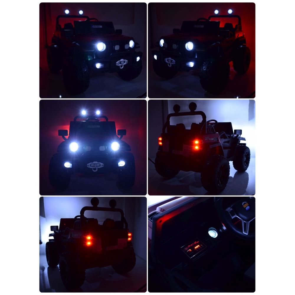 MEGA DŽIPAS „OFF ROAD“ 4X4, MINKŠTI RATAI, MINKŠTA SĖDYNĖ, SUPIMO FUNKCIJA, RAKTELIS,/HC8988