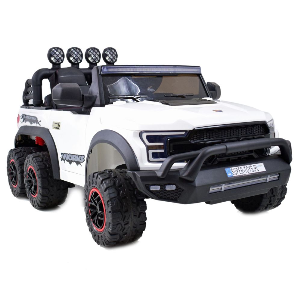 MEGA JEEP WORKS SIX 4X4, 2 x 12 V, MINKŠTI RATAI, MINKŠTA SĖDYNĖ / JC003